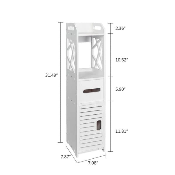 4-Tier Bathroom Standing Shelf Storage Organizer with 2 Doors
