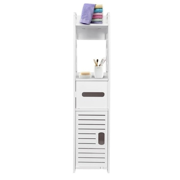 4-Tier Bathroom Standing Shelf Storage Organizer with 2 Doors