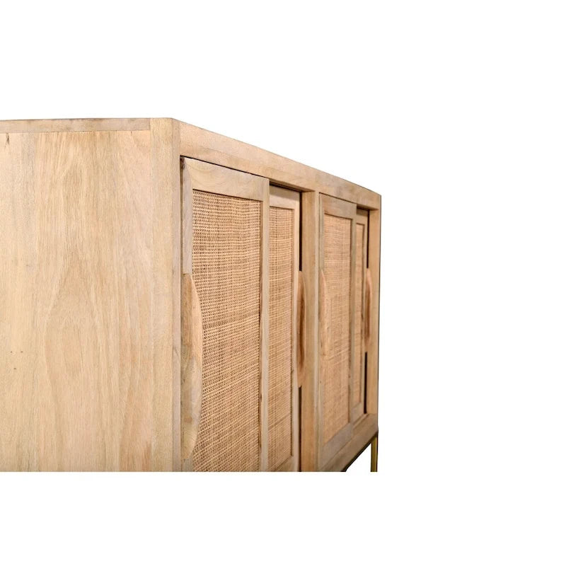 Bahut 4 portes coulissantes en rotin naturel