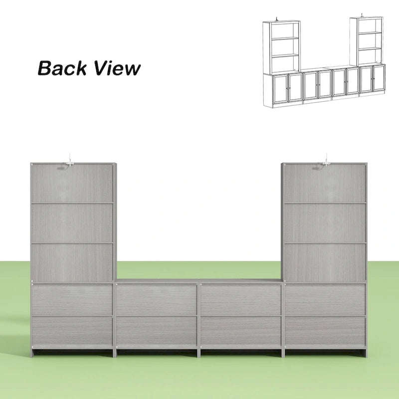 Meuble TV avec portes vitrées pour centre de divertissement - 126x70.9