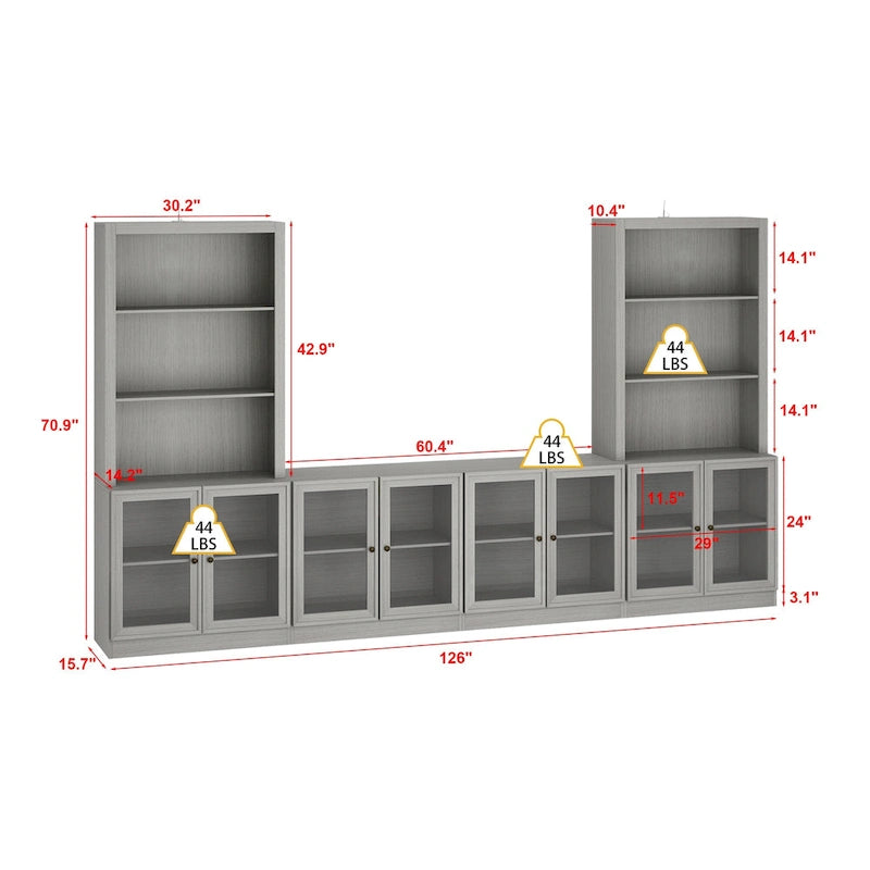 Meuble TV avec portes vitrées pour centre de divertissement - 126x70.9