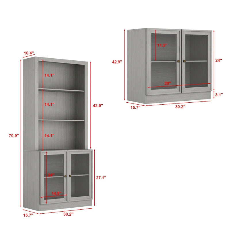 Meuble TV avec portes vitrées pour centre de divertissement - 126x70.9