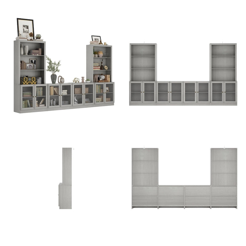 Meuble TV avec portes vitrées pour centre de divertissement - 126x70.9