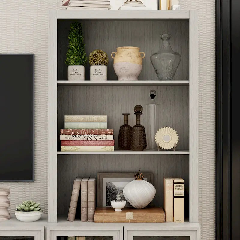 Meuble TV avec portes vitrées pour centre de divertissement - 126x70.9