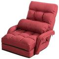 Folding Floor Chair Sofa with Armrests and Pillow - Red