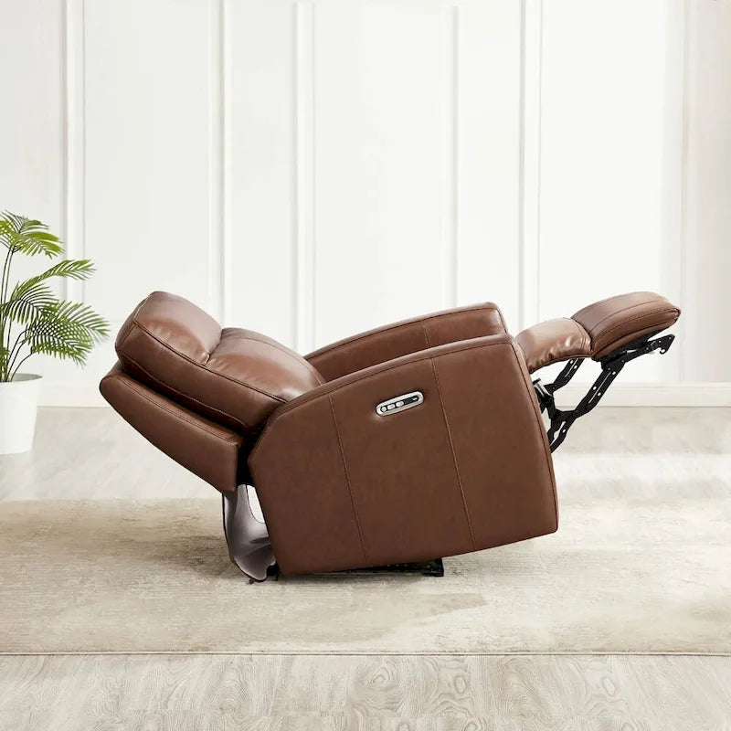Fauteuil inclinable en cuir pleine fleur avec inclinaison motorisée et têtière zéro gravité