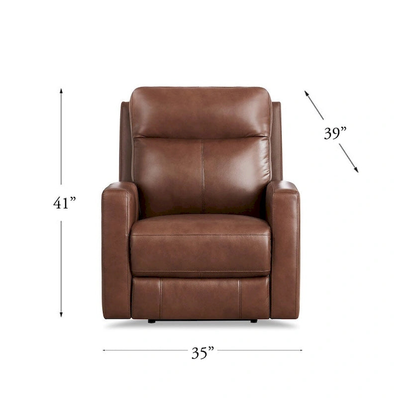 Fauteuil inclinable en cuir pleine fleur avec inclinaison motorisée et têtière zéro gravité