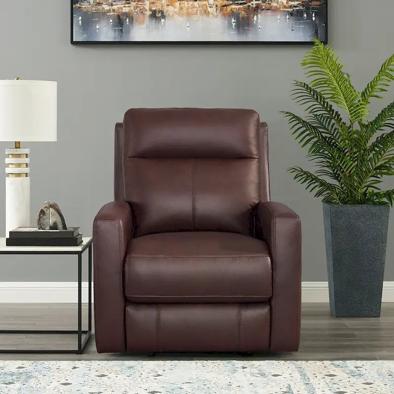 Fauteuil inclinable en cuir pleine fleur avec inclinaison motorisée et têtière zéro gravité