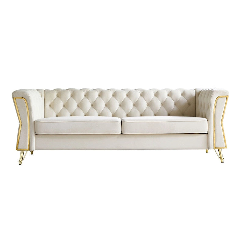 Canapé moderne en velours capitonné de 221 cm pour salon