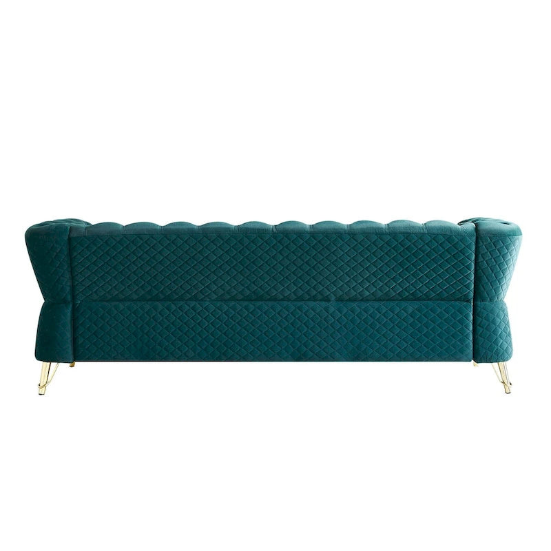 Canapé moderne en velours capitonné de 221 cm pour salon