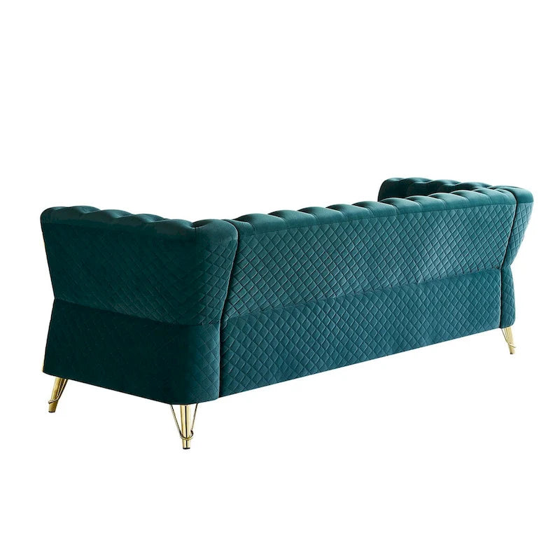 Canapé moderne en velours capitonné de 221 cm pour salon