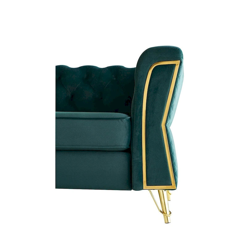 Canapé moderne en velours capitonné de 221 cm pour salon