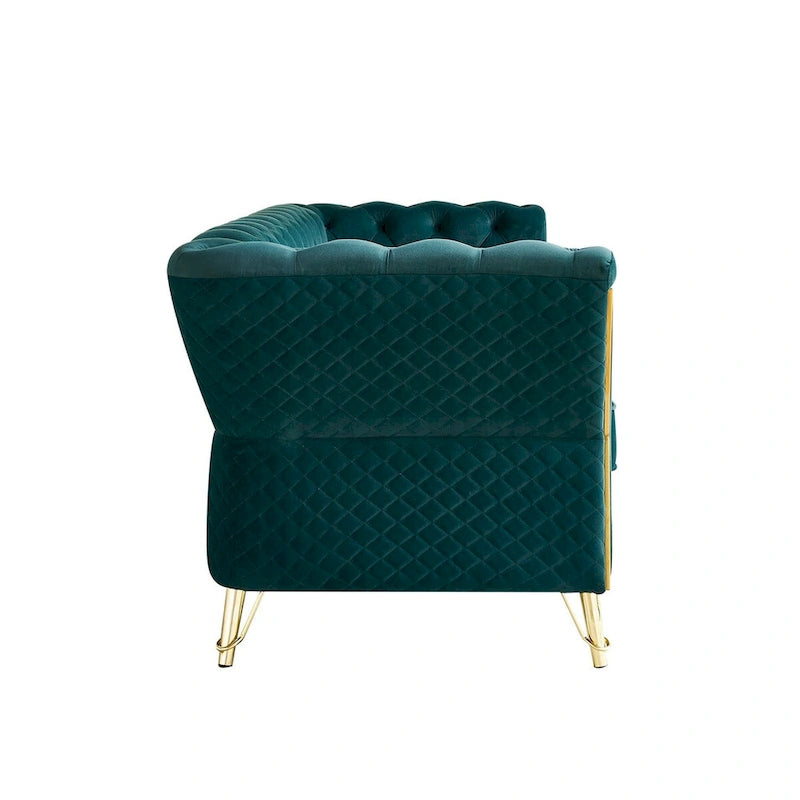 Canapé moderne en velours capitonné de 221 cm pour salon