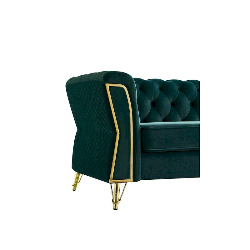 Canapé moderne en velours capitonné de 221 cm pour salon