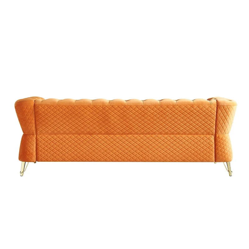 Canapé moderne en velours capitonné de 221 cm pour salon