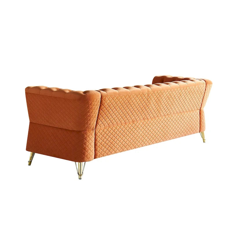 Canapé moderne en velours capitonné de 221 cm pour salon