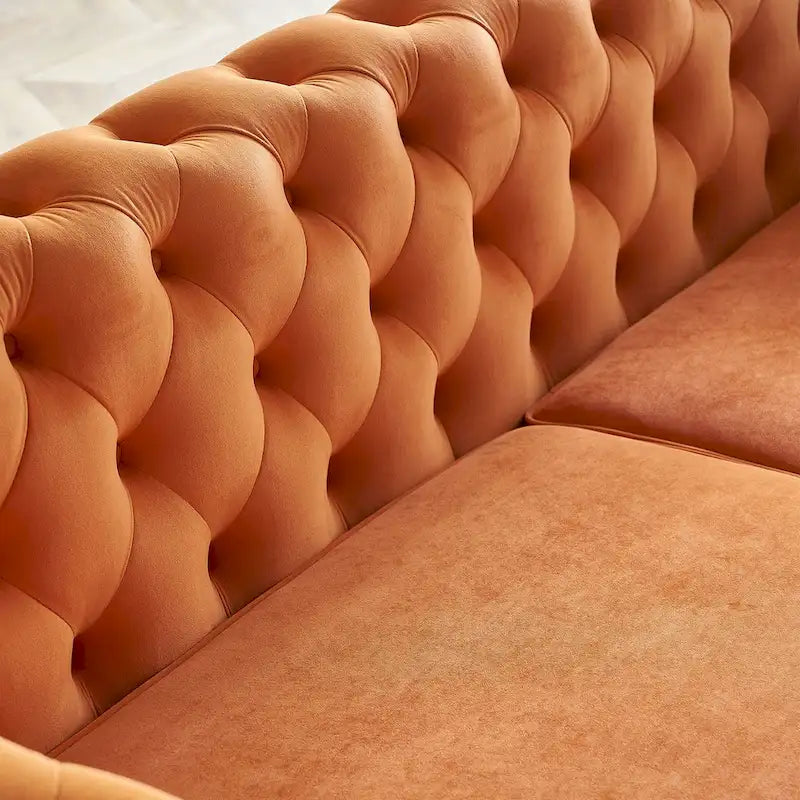 Canapé moderne en velours capitonné de 221 cm pour salon