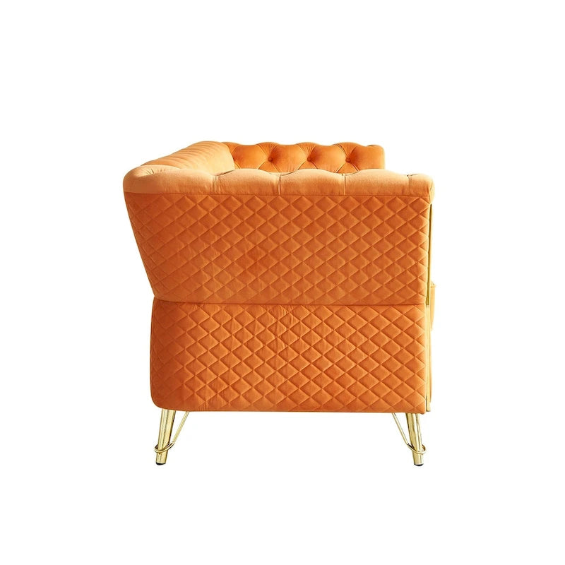Canapé moderne en velours capitonné de 221 cm pour salon