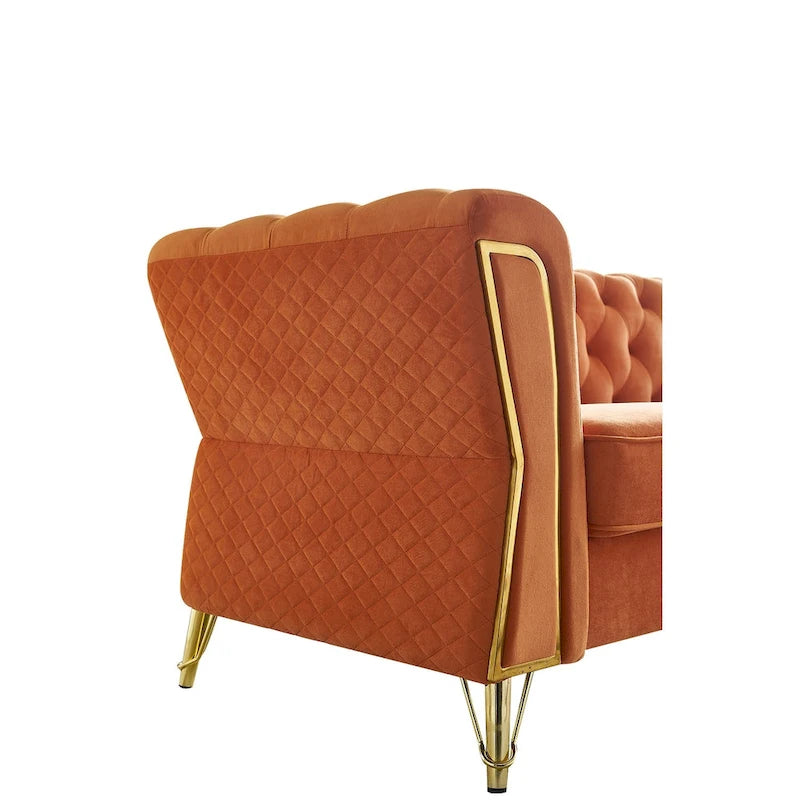 Canapé moderne en velours capitonné de 221 cm pour salon