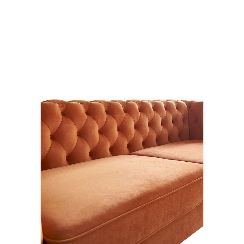 Canapé moderne en velours capitonné de 221 cm pour salon