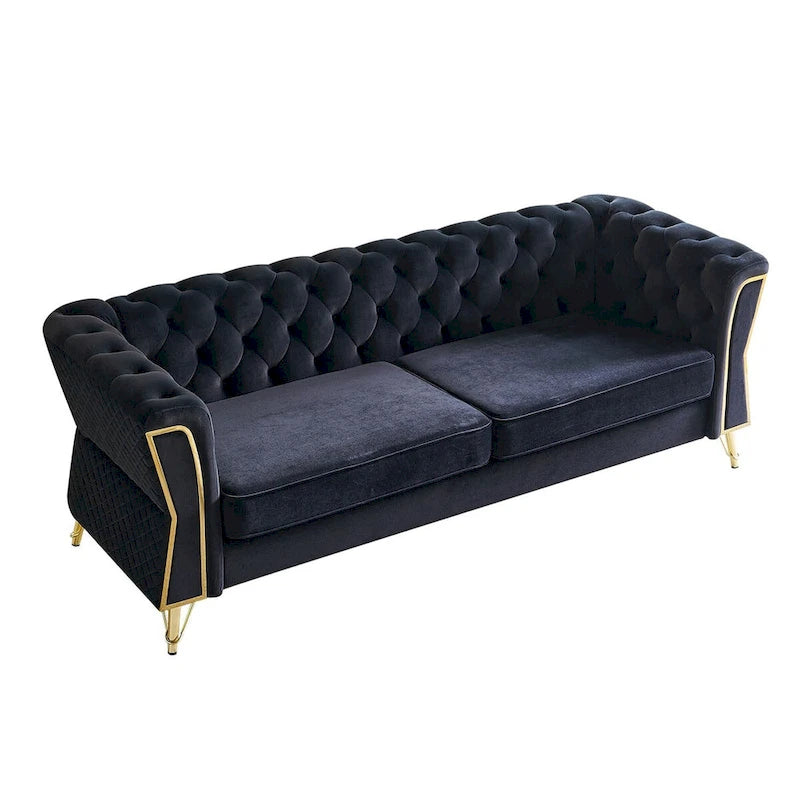 Canapé moderne en velours capitonné de 221 cm pour salon