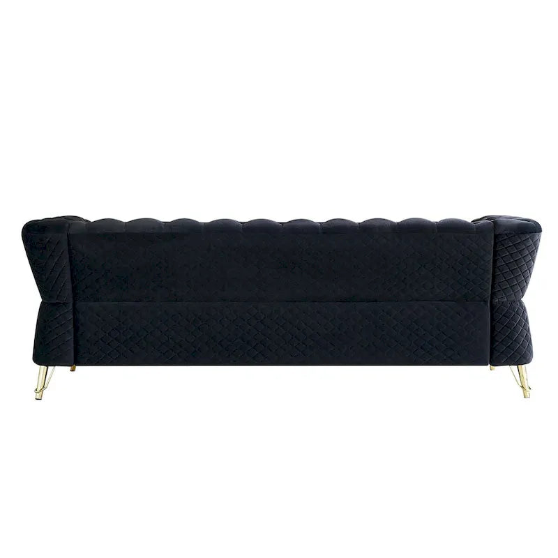 Canapé moderne en velours capitonné de 221 cm pour salon