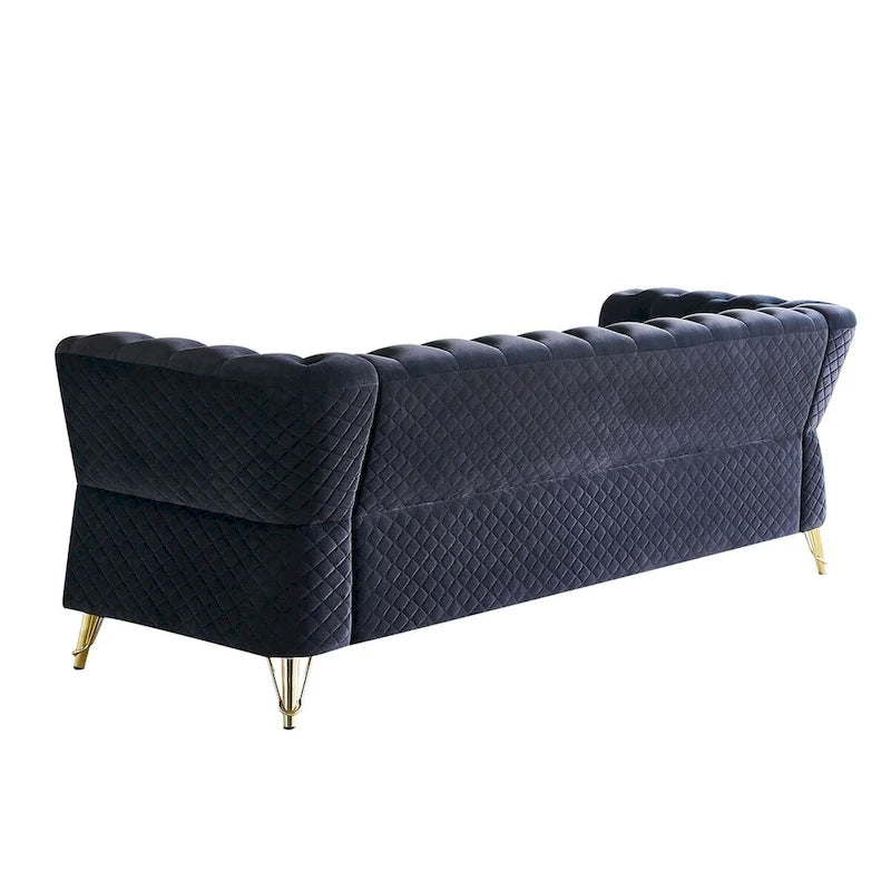 Canapé moderne en velours capitonné de 221 cm pour salon