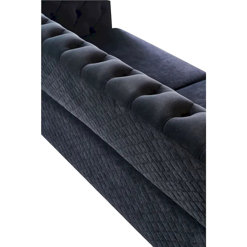 Canapé moderne en velours capitonné de 221 cm pour salon