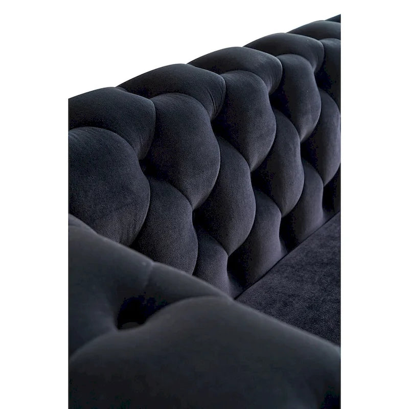 Canapé moderne en velours capitonné de 221 cm pour salon