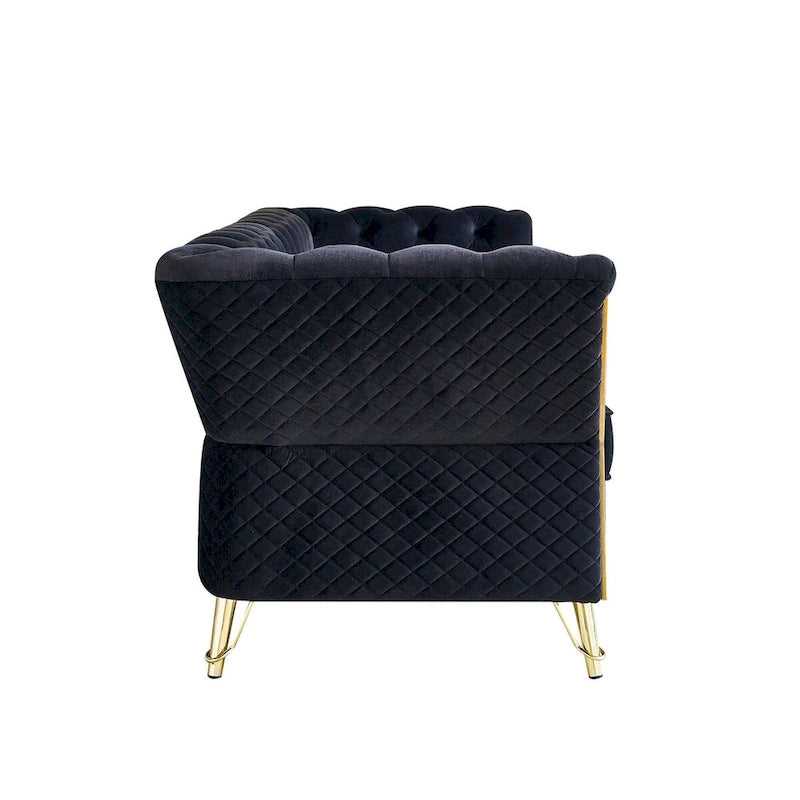 Canapé moderne en velours capitonné de 221 cm pour salon