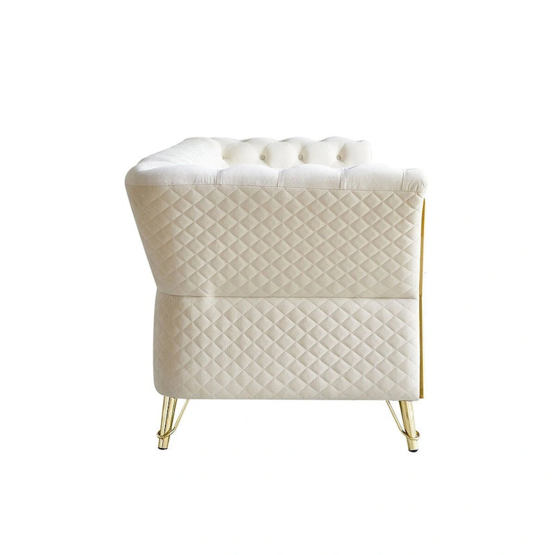 Canapé moderne en velours capitonné de 221 cm pour salon