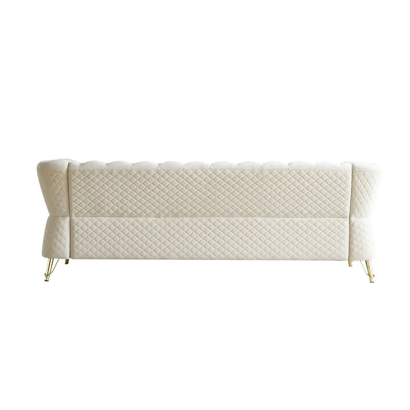 Canapé moderne en velours capitonné de 221 cm pour salon