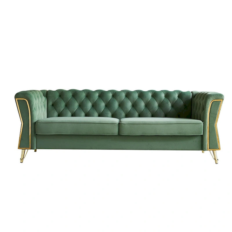Canapé moderne en velours capitonné de 221 cm pour salon