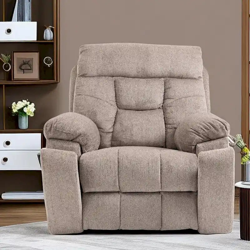 Fauteuil inclinable électrique surdimensionné avec massage et chaleur, double moteur, porte-gobelets et poche latérale, capacité de 180 kg