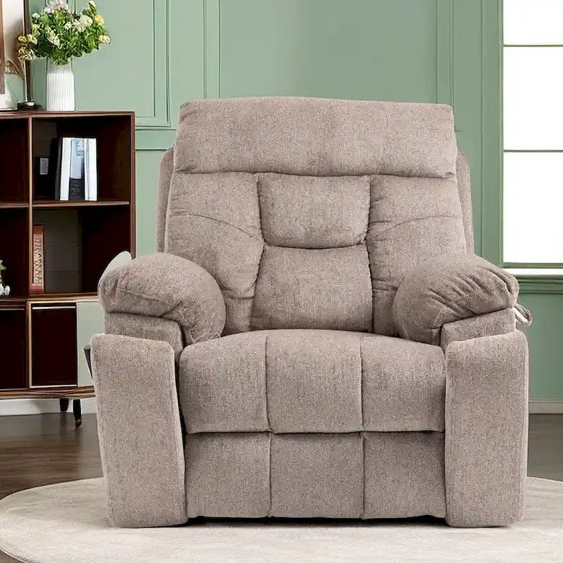 Fauteuil inclinable électrique surdimensionné avec massage et chaleur, double moteur, porte-gobelets et poche latérale, capacité de 180 kg