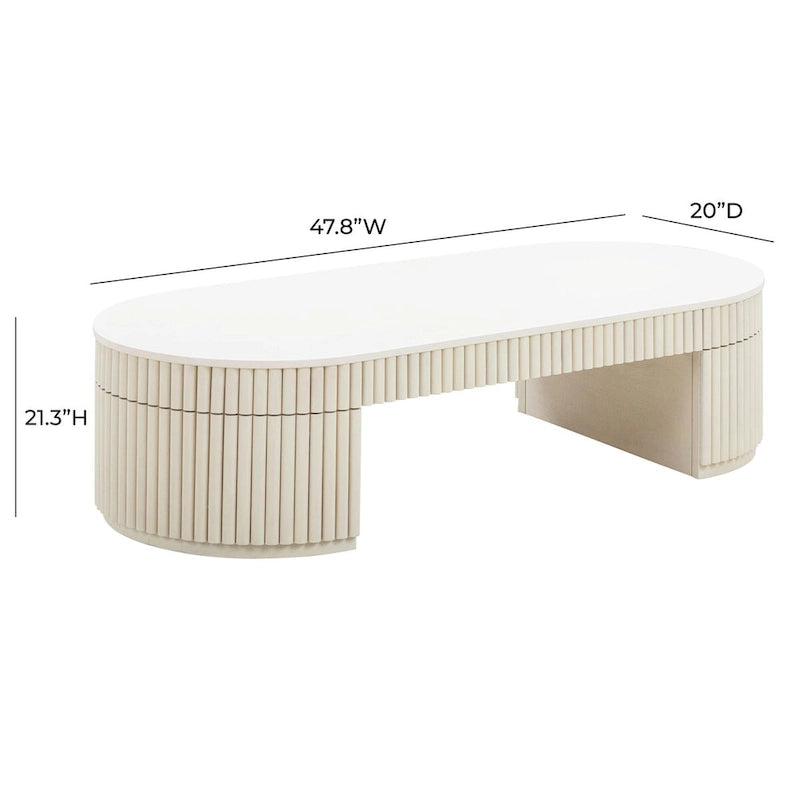 Table basse ovale crème