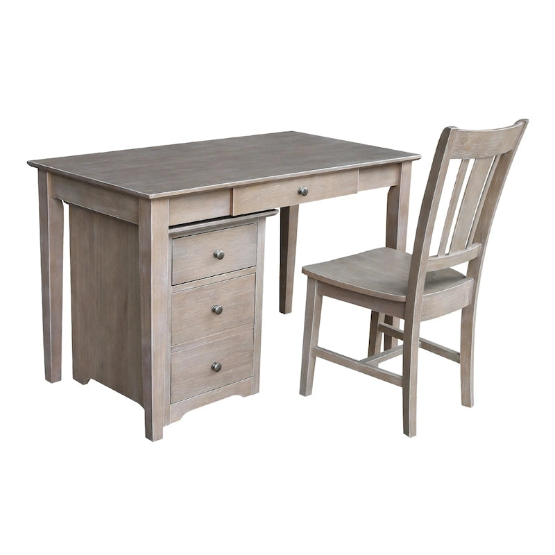 Two Drawer File Cabinet with Desk and Chair