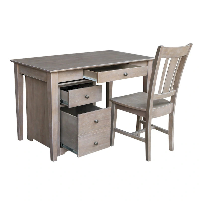 Two Drawer File Cabinet with Desk and Chair