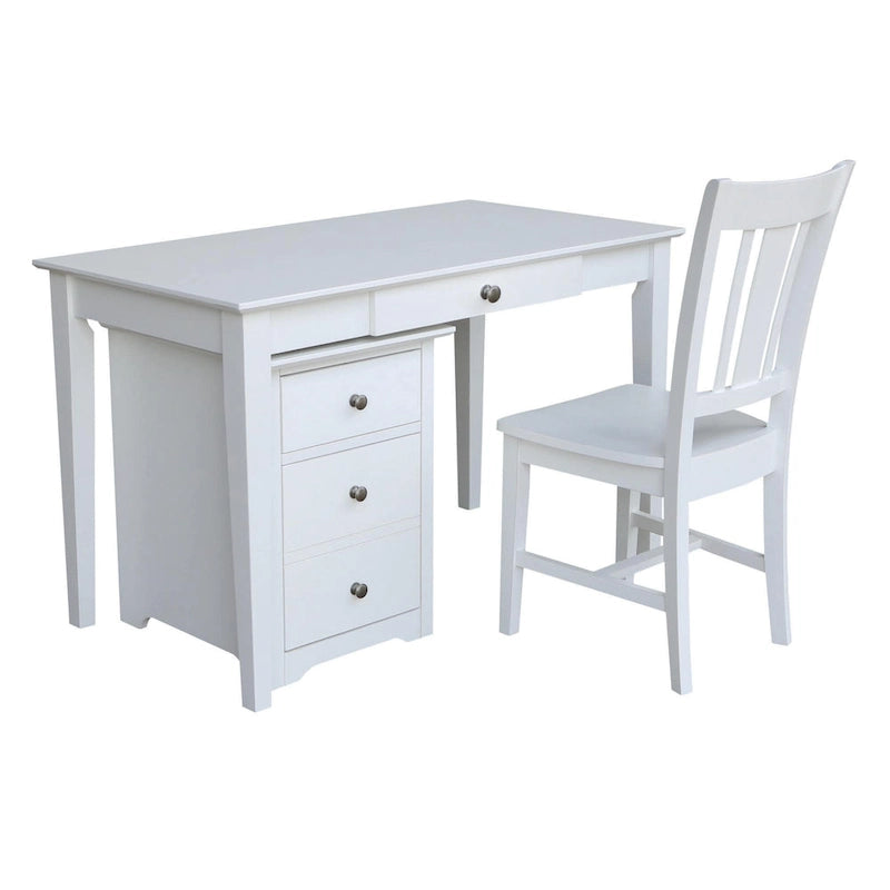 Two Drawer File Cabinet with Desk and Chair