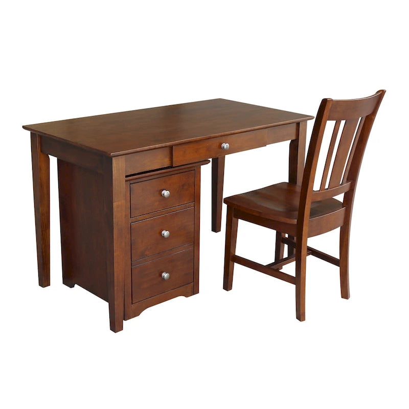 Two Drawer File Cabinet with Desk and Chair