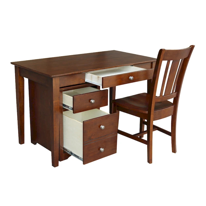 Two Drawer File Cabinet with Desk and Chair