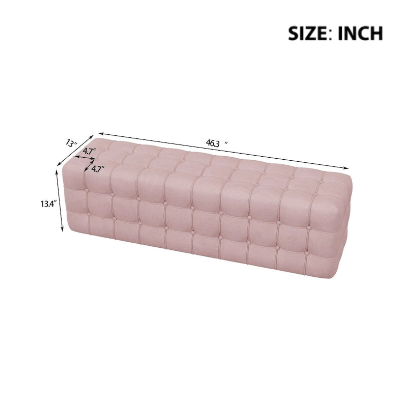 Velvet Upholstered Ottoman Rectangular Footstool