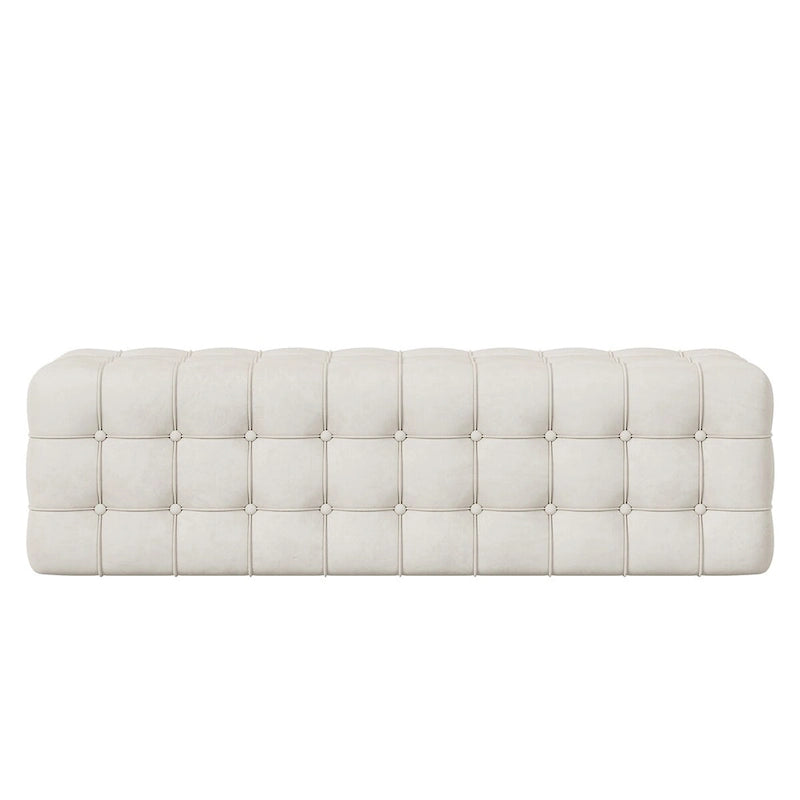 Velvet Upholstered Ottoman Rectangular Footstool