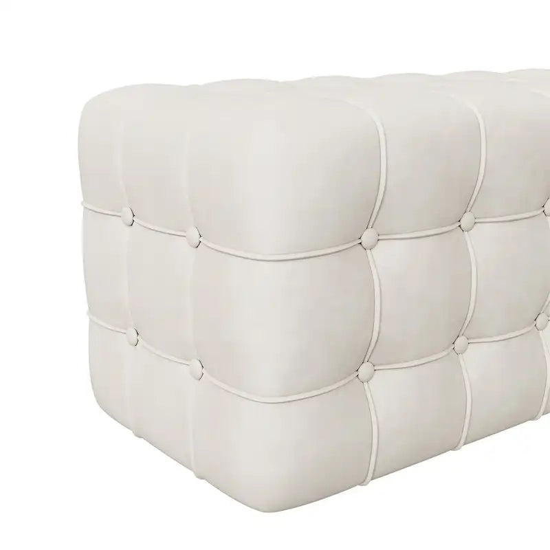 Velvet Upholstered Ottoman Rectangular Footstool