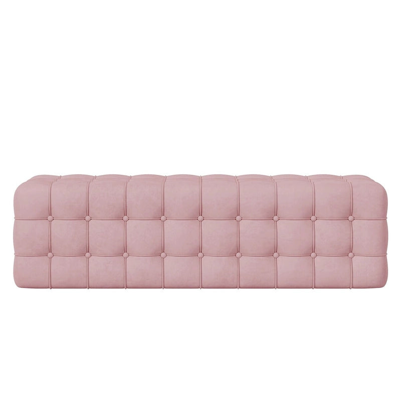Velvet Upholstered Ottoman Rectangular Footstool