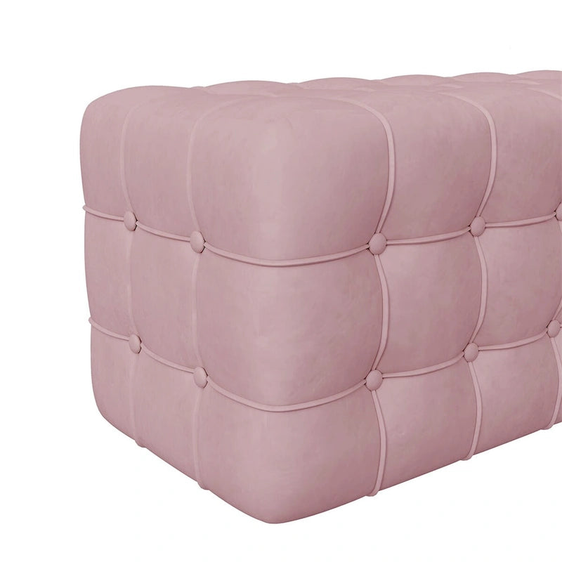 Velvet Upholstered Ottoman Rectangular Footstool