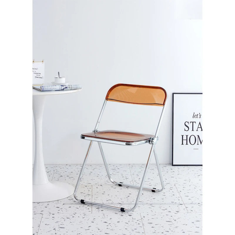 Chaise pliante transparente - Siège de salon en plastique, jaune