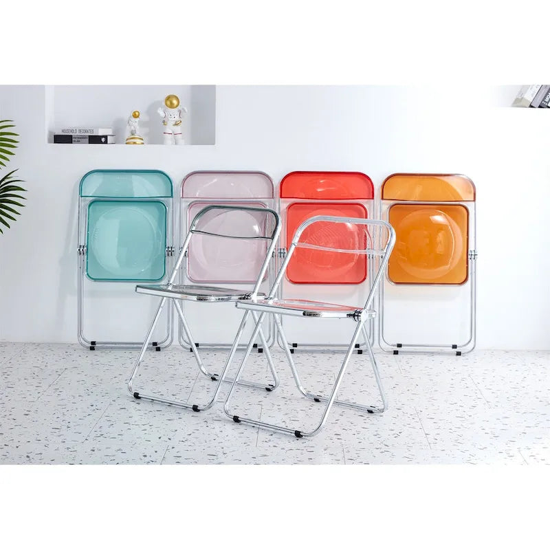 Chaise pliante transparente - Siège de salon en plastique, jaune