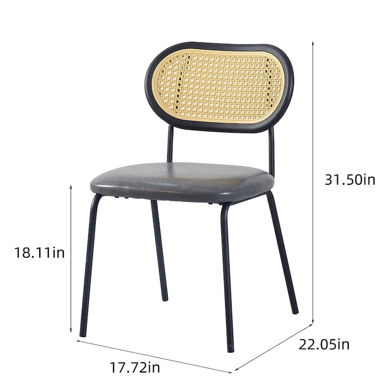 Chaise de salle à manger moderne simple en cuir avec tuyau en métal et dossier en PP