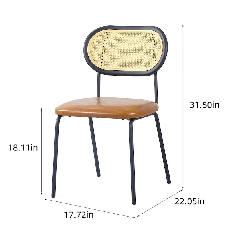 Chaise de salle à manger moderne simple en cuir avec tuyau en métal et dossier en PP